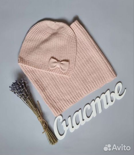 Шапка снуд комплект для девочки h&m на 5-8 лет