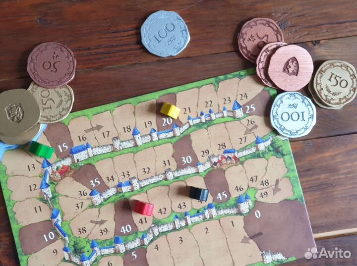 Монеты жетоны очков для Каркассон и других игр