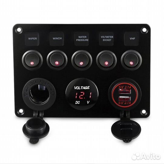 Панель для лодок на 5 выключателей