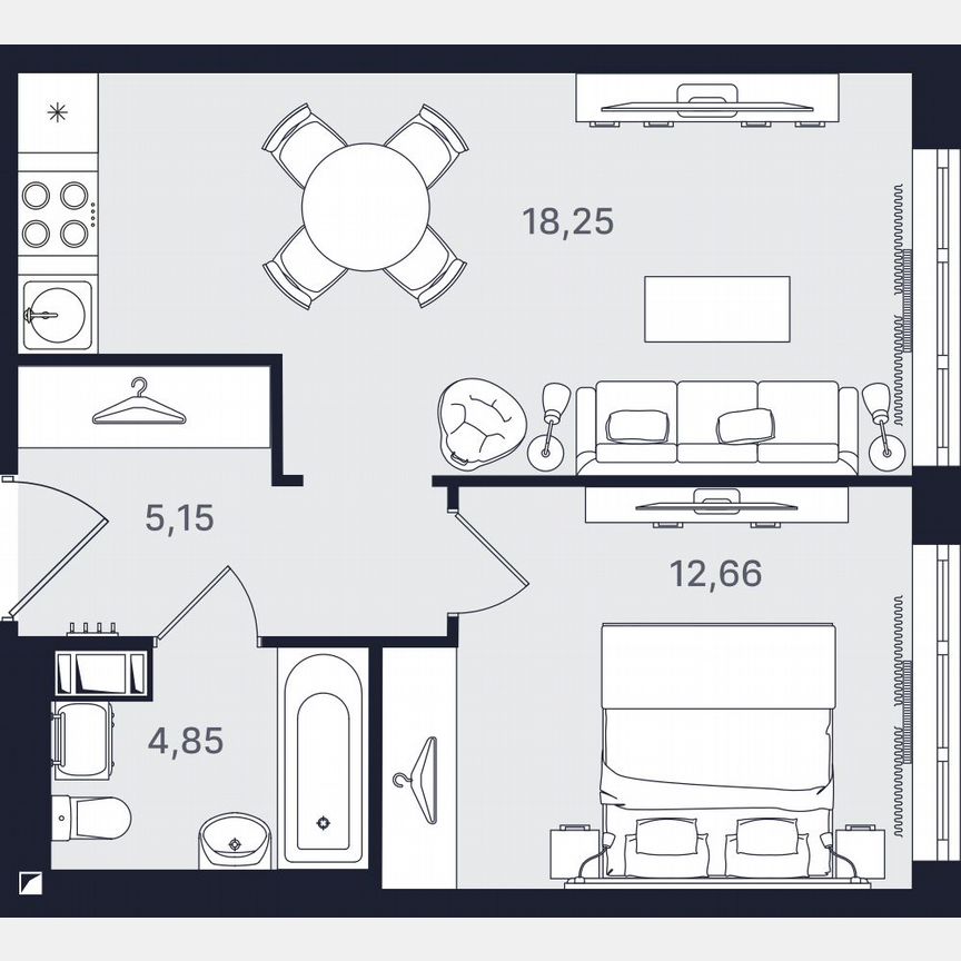 2-к. апартаменты, 40,9 м², 7/24 эт.