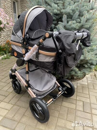 Коляска Люксмам модель 510 (черная на зол. )