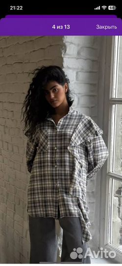 Рубашка в клетку оверсайз женская