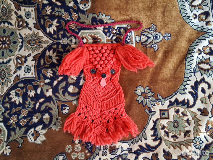 Панно из макраме в виде собачки СССР