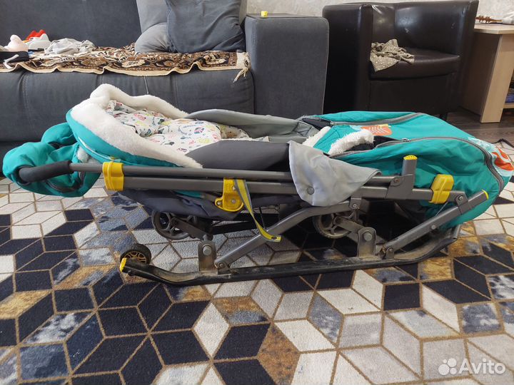 Детские санки коляска с колесами