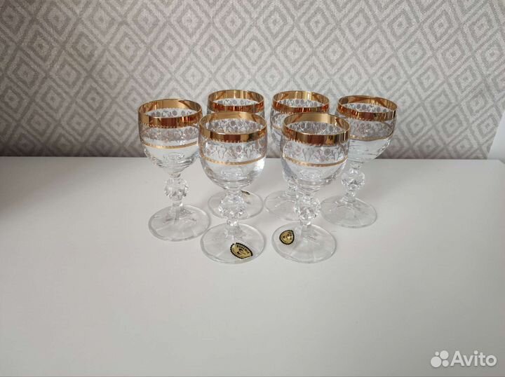 Рюмки и бокалы Bohemia с позолотой Чехия