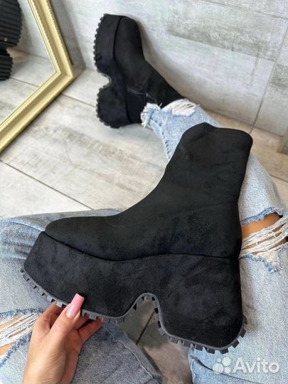 Ботильоны из натуральной шерсти евро мех