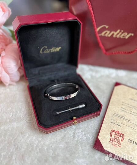 Браслет Cartier Love Белое Золото