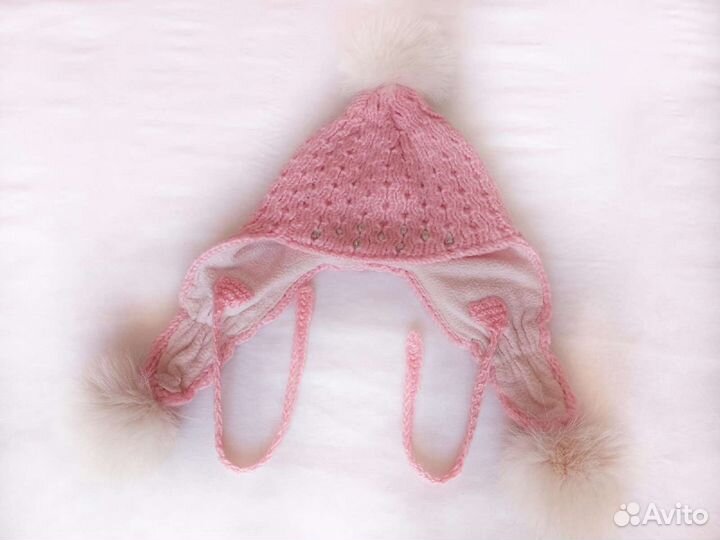 Зимний комплект шапка шарф и варежки на девочку