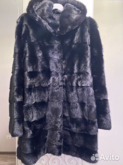 Шуба норковая с капюшоном