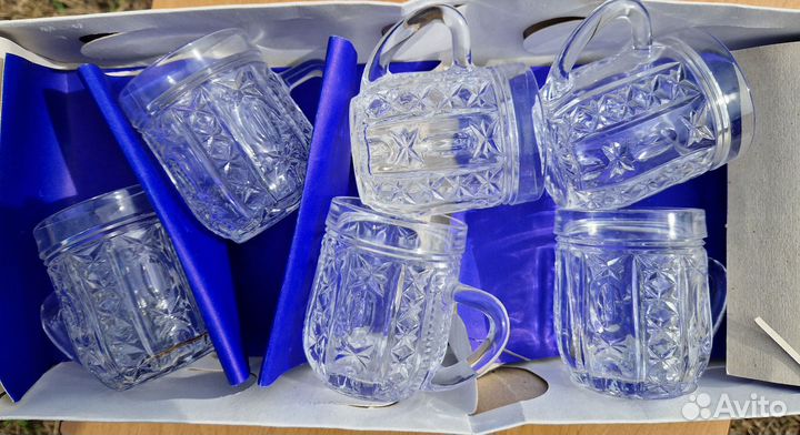 Стаканы с позолотой, кружка стекло