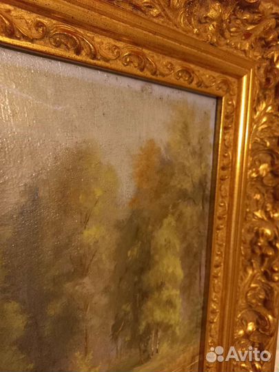 Антикварная картина маслом на холсте 1917г