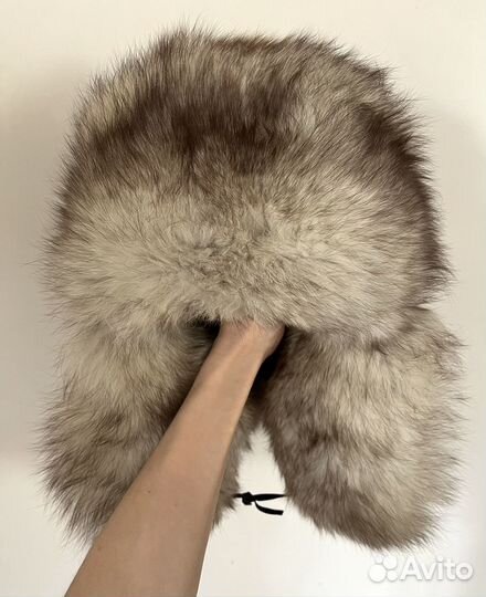 Шапка зимняя ушанка меховая песец натуральный