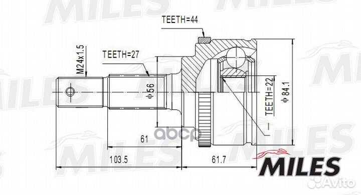 ШРУС nissan primera P11 1.6 96-02 нар. +ABS