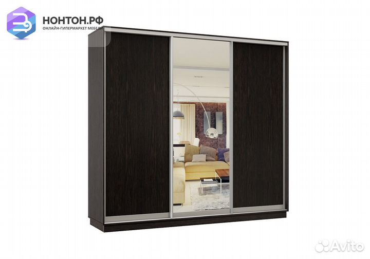 Шкаф-купе трёхдверный Асель с 1 зеркалом венге