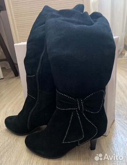 Сапоги зимние замшевые