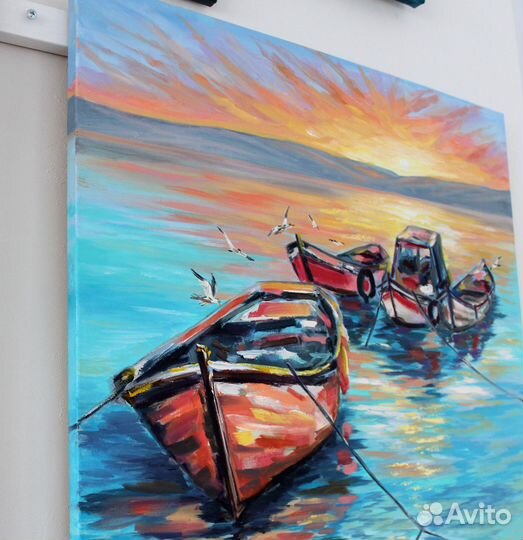 Большая картина маслом морской пейзаж