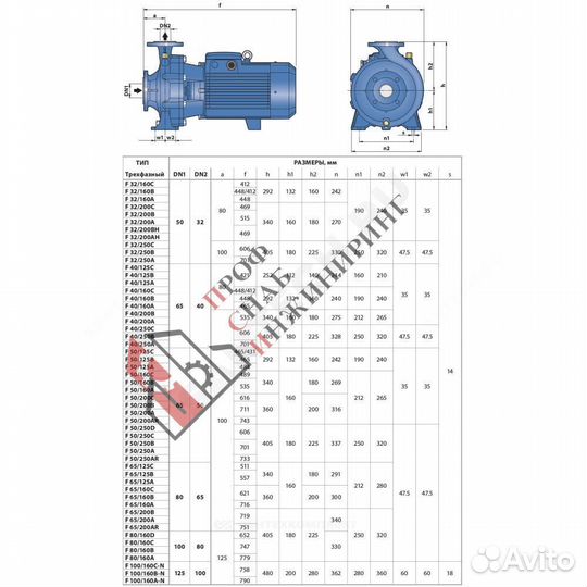 Насос F 32/160 B PN10 3х400В/50 Гц Pedrollo 4FN321