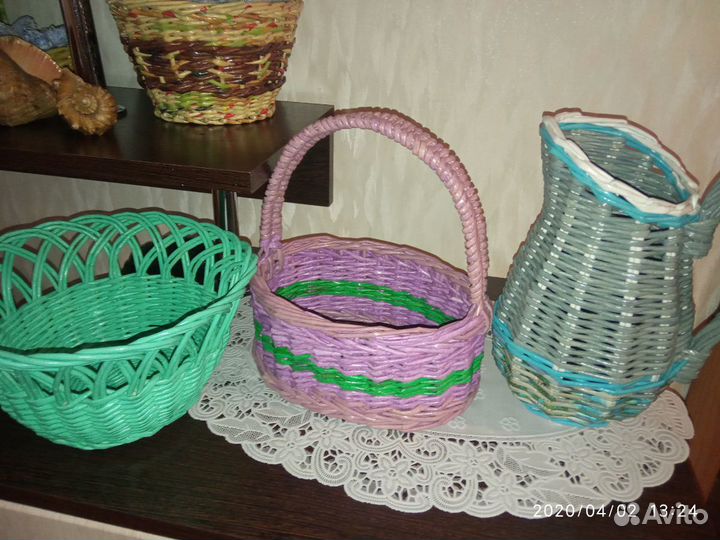 Корзинки из бумажной лозы