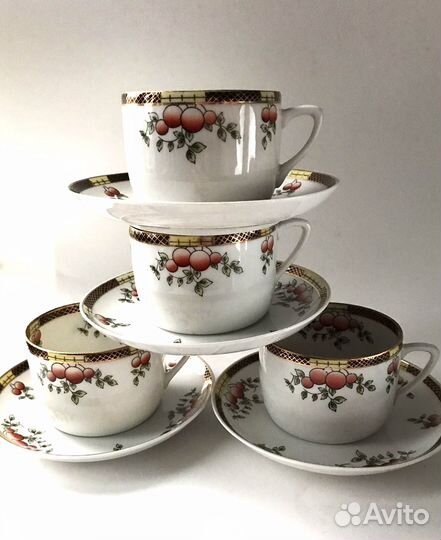 Дулево редкая чайная пара СССР Ягодки 1949-1952