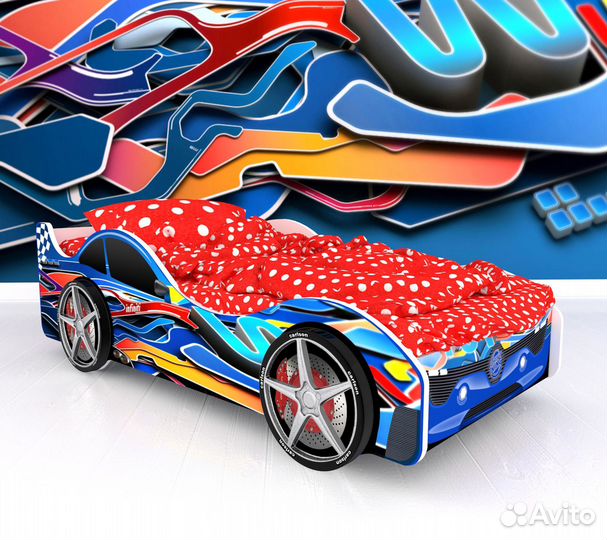 Кровать-машина Барселона с колесами (2шт.) и подсв