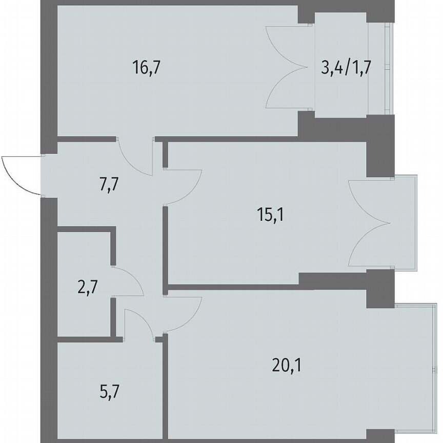 2-к. квартира, 69,7 м², 13/13 эт.