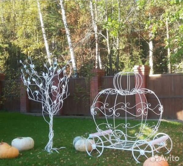 Качели, Дерево, кованное, карета