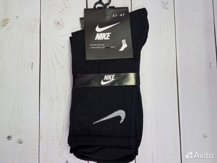 Белые чёрные носки Nike хлопок