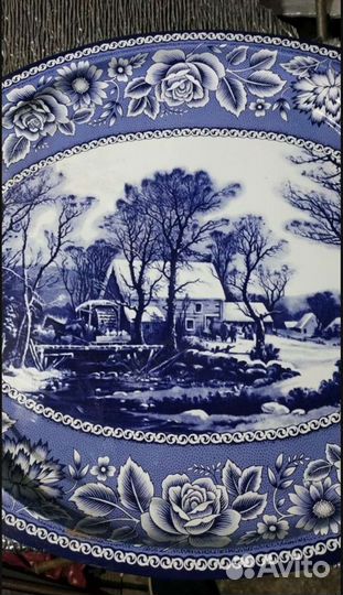 Поднос Гжель, металл 39*51см