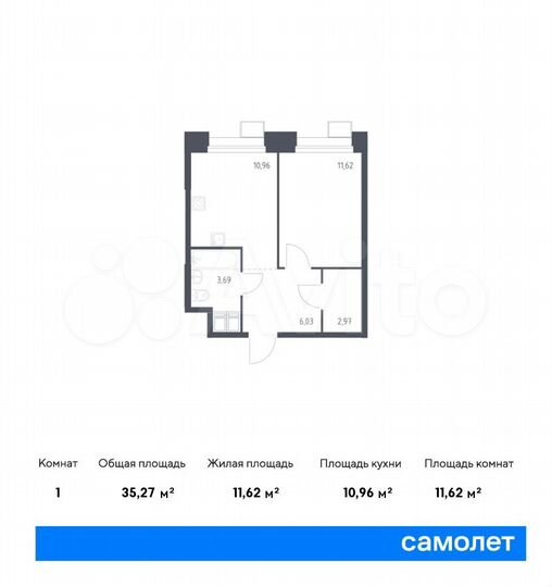 1-к. апартаменты, 35,3 м², 8/23 эт.