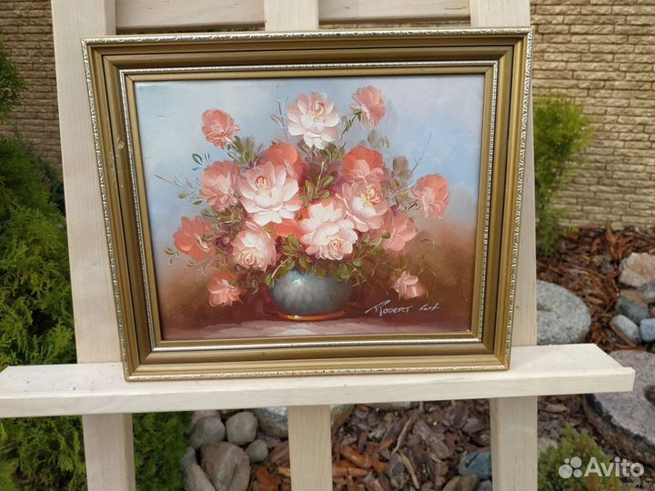 Цветочный натюрморт.Холст 25 х 20 см, рама 30 х 25