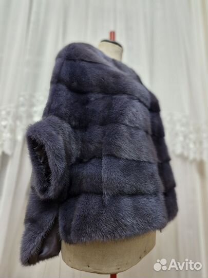 Р.48-54 Норковая шубка пончо на молнии