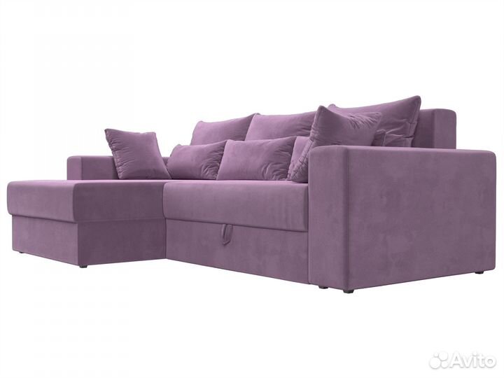 Диван угловой Майами левый угол, микровельвет, сиреневый