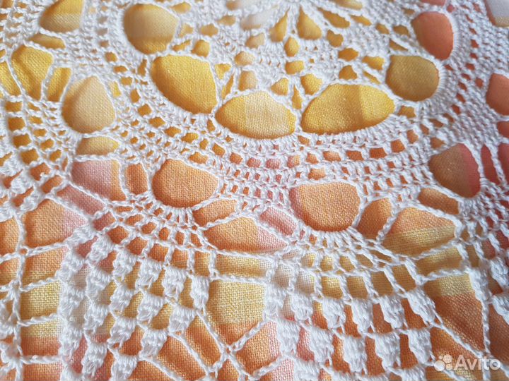 Салфетка Белая вязанная 35см. Декор дома интерьера