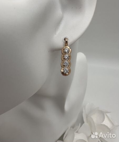Классные серьги под бриллианты золото медицинское