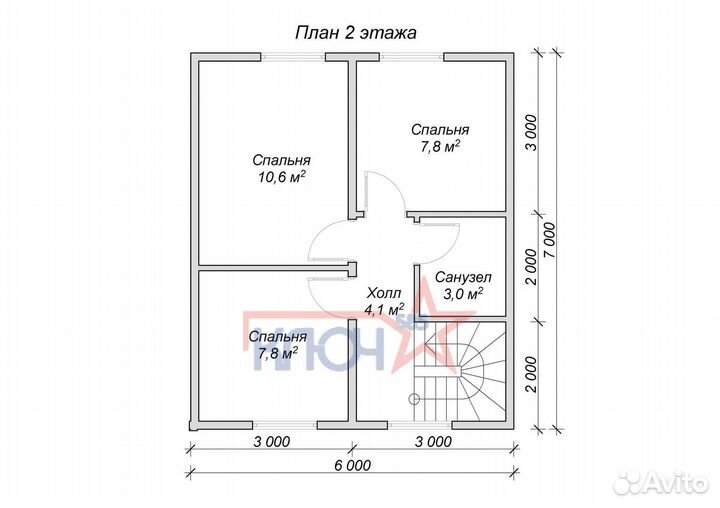 Каркасный дом 6х7м, 84м², 2 этажа / Таруса