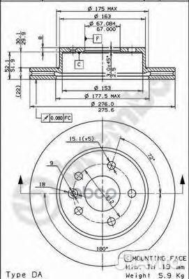 Диск тормозной передн mercedes-benz: V-class 96