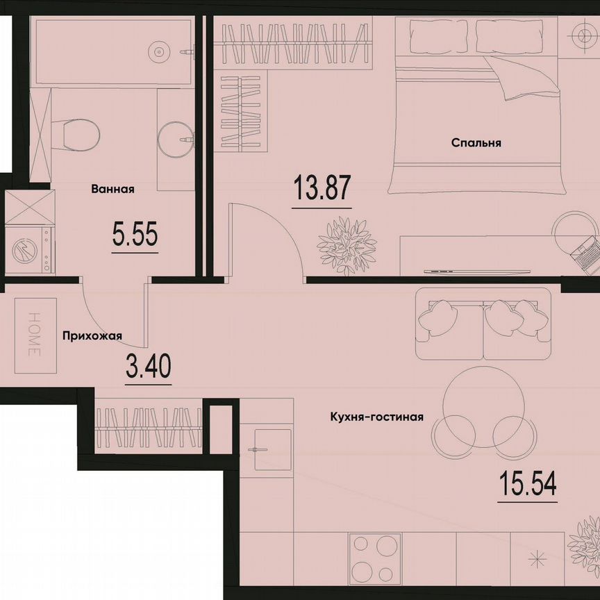 1-к. квартира, 38,4 м², 1/12 эт.