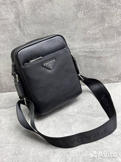 Мужская кожаная сумка через плечо Prada