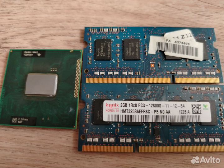 Продаю cpu i3, 2 шт so-dimm ddr3 по 2gb