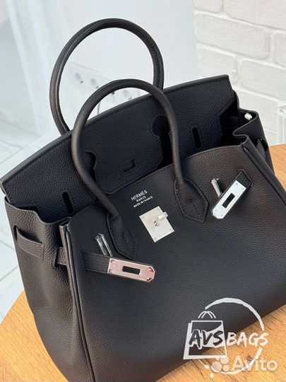 Сумка Hermes Birkin 30 черная кожа серебро