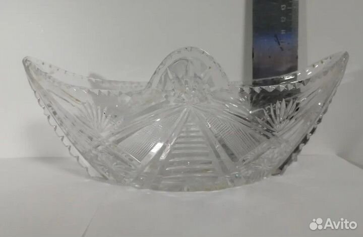 Хрустальная ладья салатница СССР