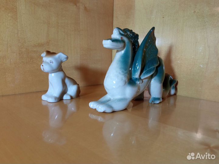 Статуэтки Щенок и Дракон из 1970/80-х Полонное