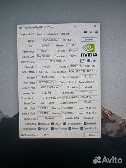 Nvidia geforce gtx 1070 8gb