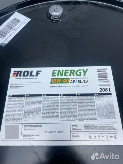 Rolf Energy 10W-40 / Бочка 208 л