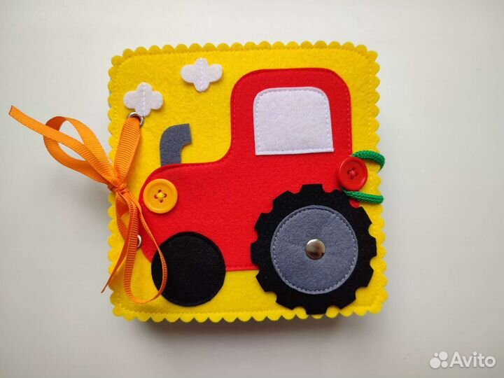 Развивающая Книжка из фетра для малышей Трактор