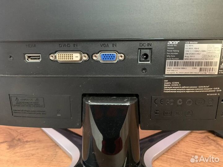 Монитор acer g236hl 1920x1080