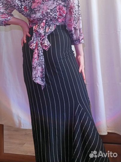 Длинная юбка в пол, в полоску