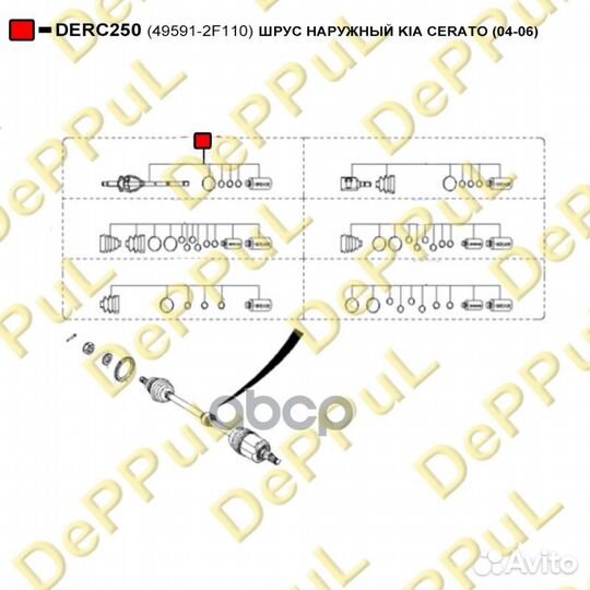 ШРУС наружный KIA cerato (04-06) derc250 deppul