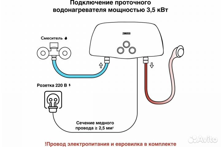 Водонагреватель электрический проточный 3,5кВт 3-l