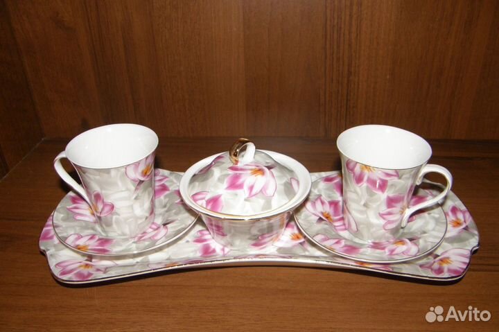 Новый набор для кофе на двоих -лотосы